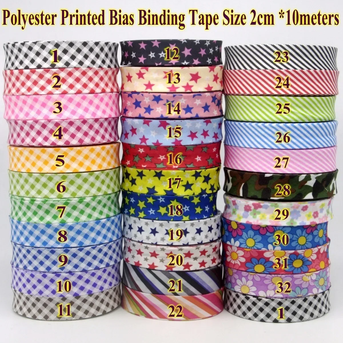 Binding Tape Bias - Pita Bias Pola Garis Bintang Cek