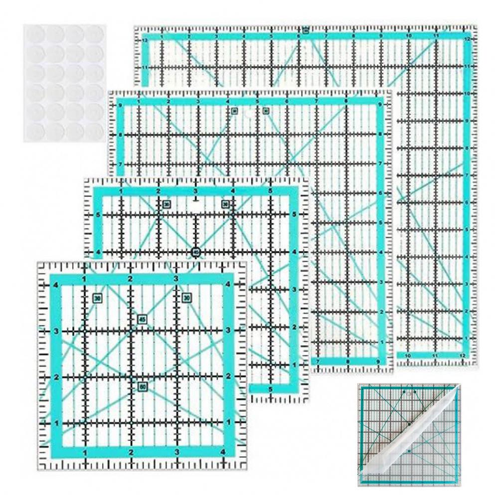 Quilting Ruler Square - 4 Buah Penggaris Quilting Akrilik dengan