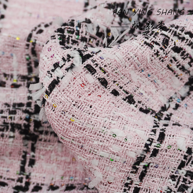 Sewing Tweed - Kain Tweed Berpayet Warna-warni Motif Kotak-kotak