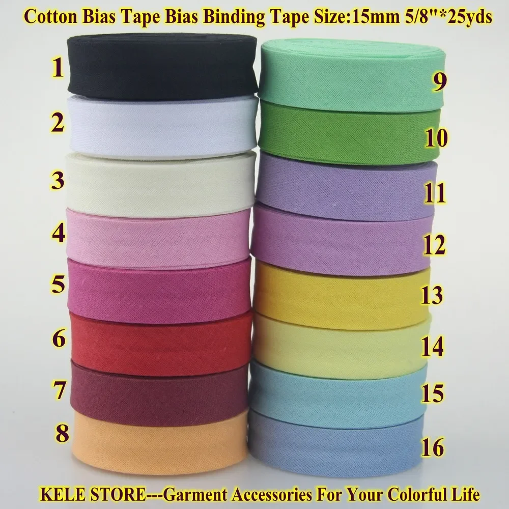 Binding Tape Bias - Pita ikat 100% katun Bias, ukuran: