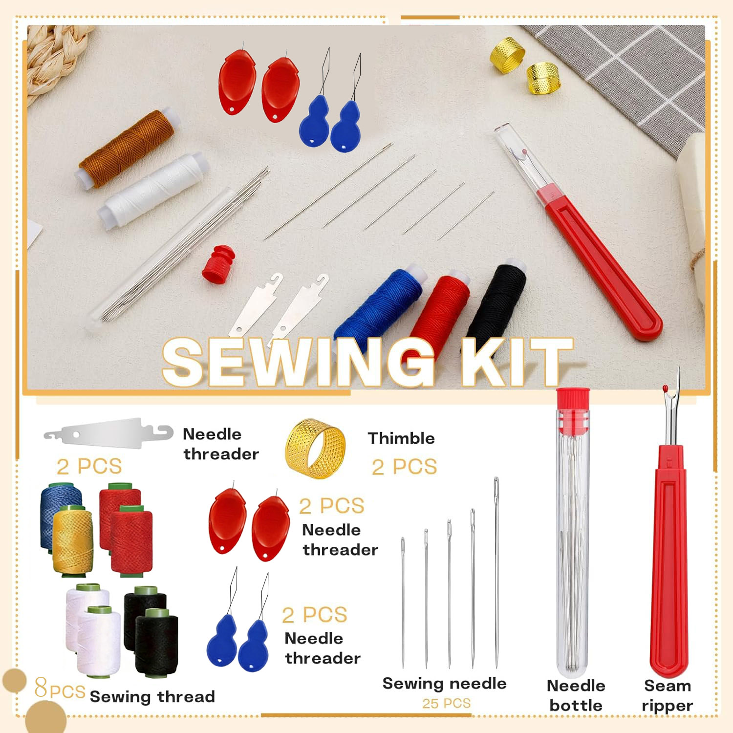 Sewing Repair - 43pcs Set Jarum Jahit Mata Besar