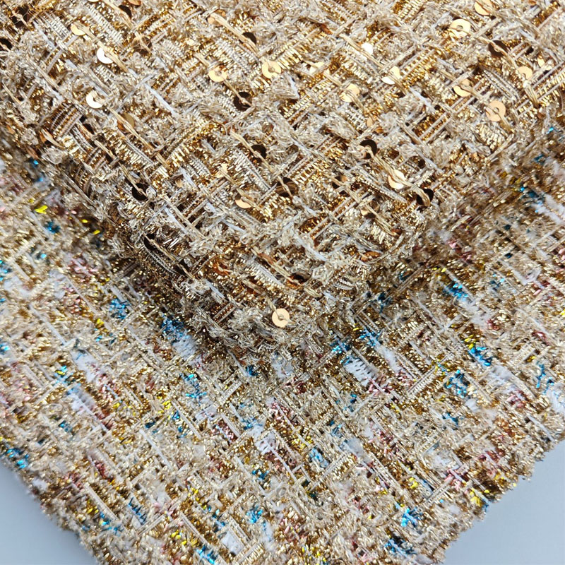 Kain Tweed Rajut Berwarna Emas - Sewing Tweed ulasan dan harga