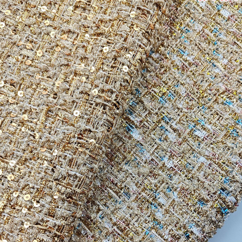 Kain Tweed Rajut Berwarna Emas - Sewing Tweed ulasan dan harga