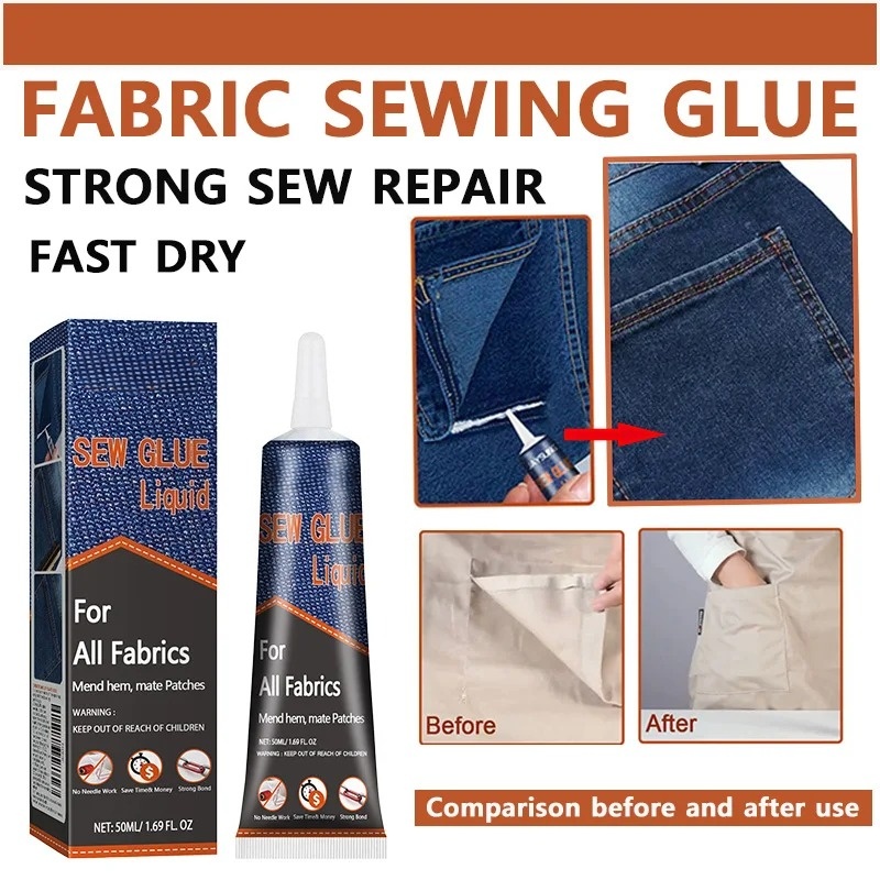 50Ml Lem Jahit Kain Cepat Keri - Sewing Repair ulasan dan harga