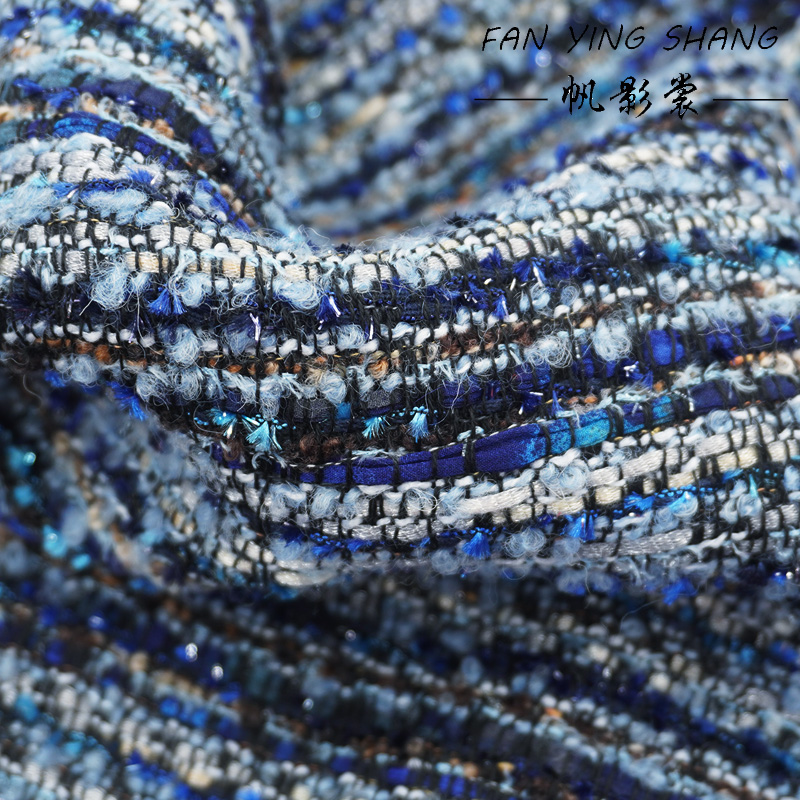 Kain Wol Tweed Chiffon Biru Se - Sewing Tweed ulasan dan harga