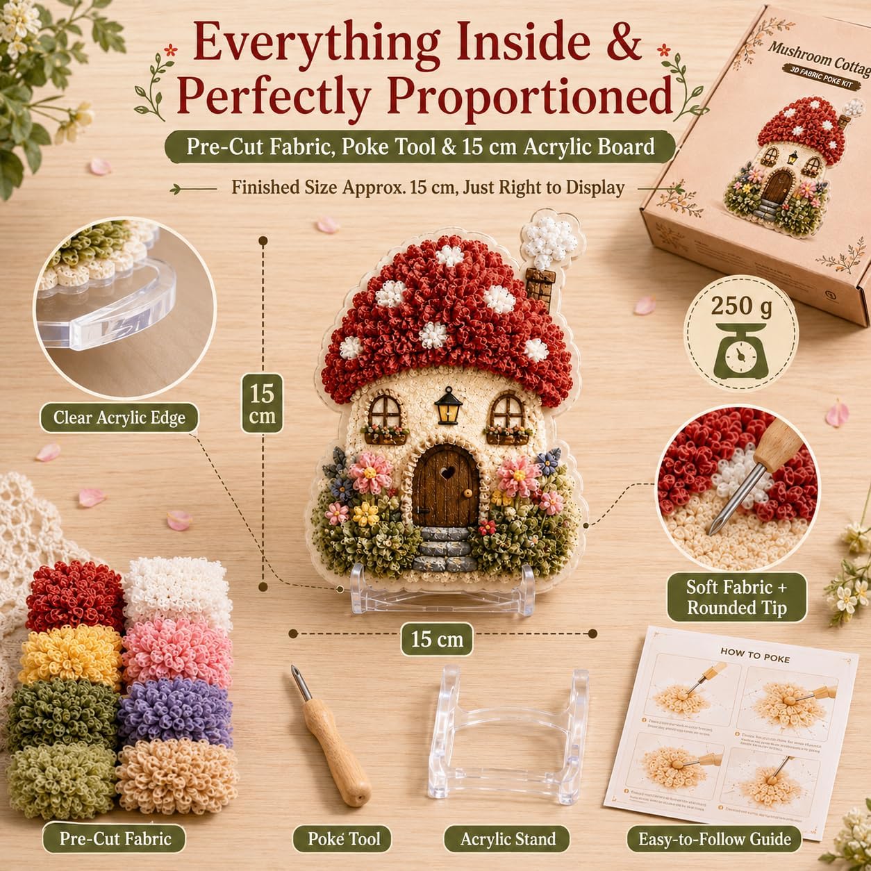 Kit Seni Poke Kain 3D DIY Ruma - Sewing Textile Art ulasan dan harga