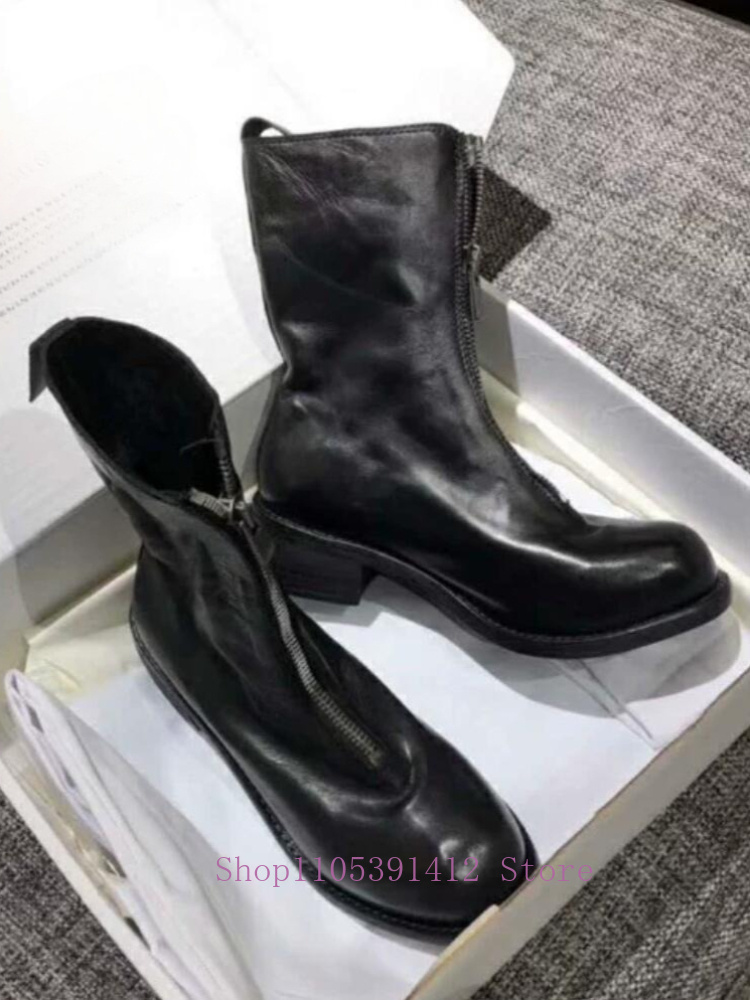 Sepatu Pria Mewah Kulit Asli R - Sewing Front Zipper ulasan dan harga