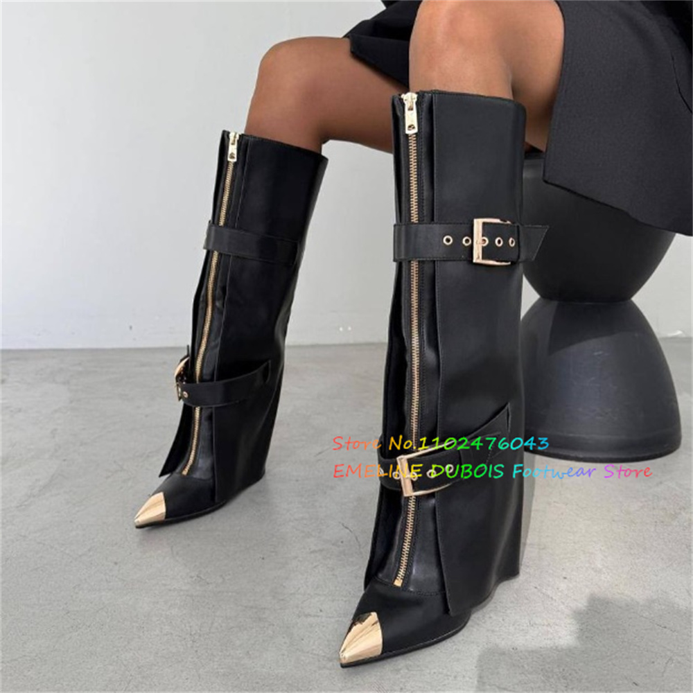 Sepatu Bot Tinggi Wanita Kulit - Sewing Front Zipper ulasan dan harga