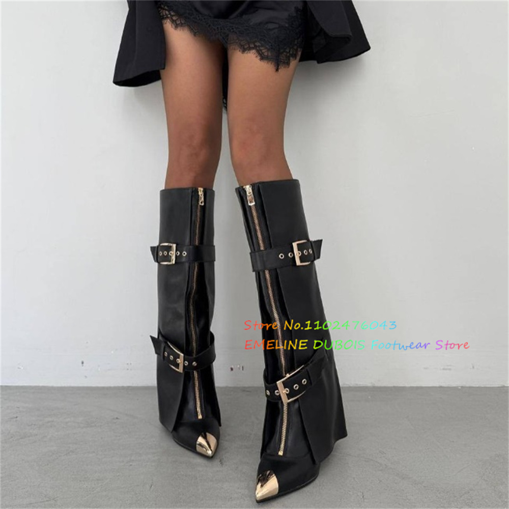 Sepatu Bot Tinggi Wanita Kulit - Sewing Front Zipper ulasan dan harga