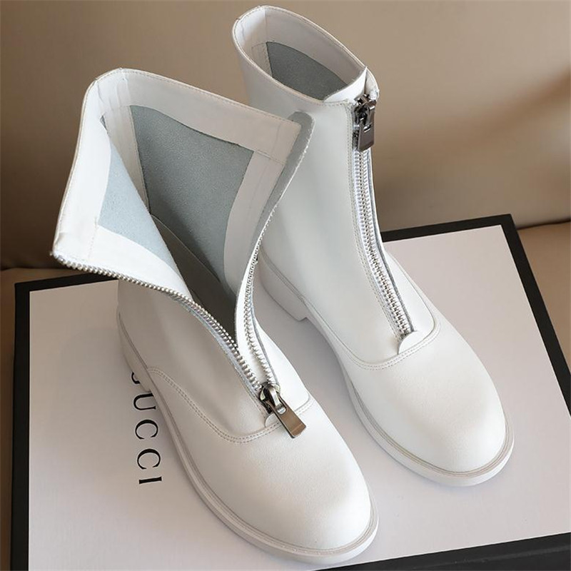 Sepatu bot hak rendah wanita,  - Sewing Front Zipper ulasan dan harga