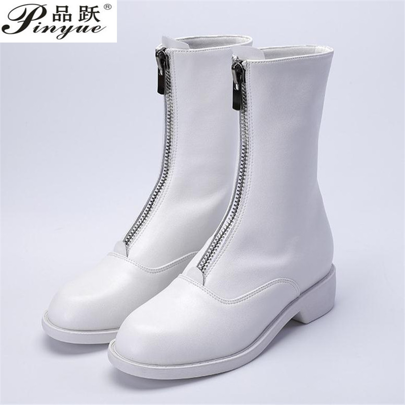 Sepatu bot hak rendah wanita,  - Sewing Front Zipper ulasan dan harga