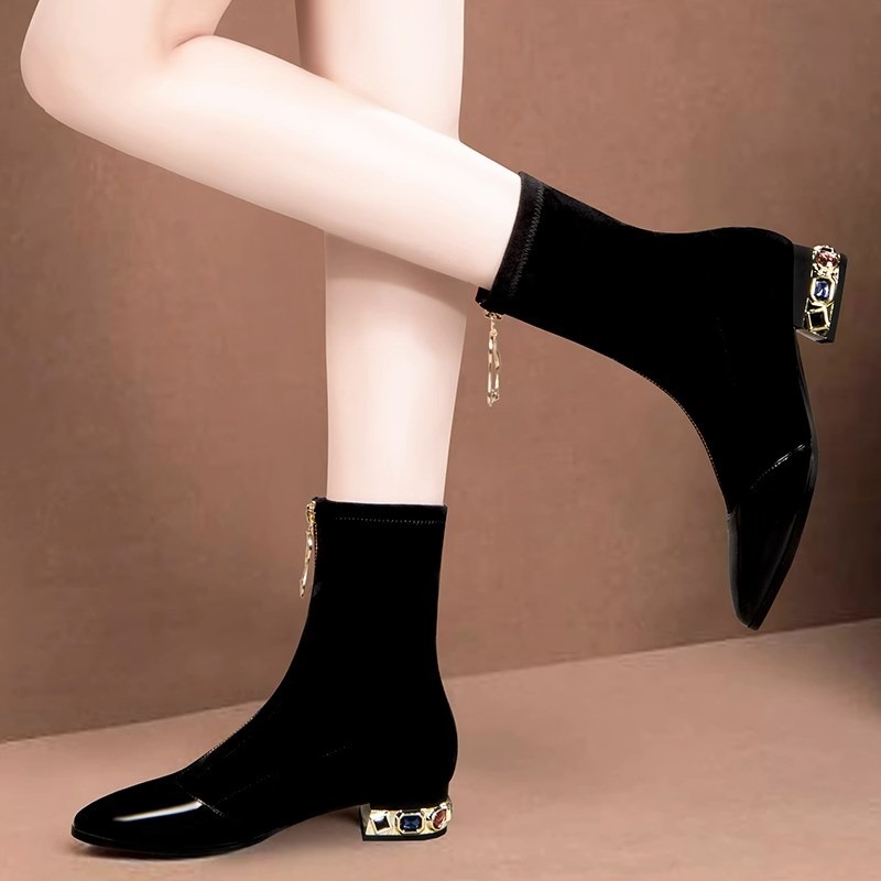 Sepatu bot pergelangan kaki pa - Sewing Front Zipper ulasan dan harga