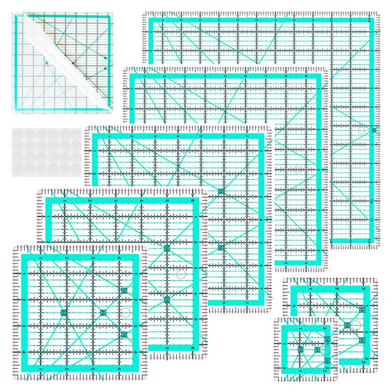 A25F-Blue Penggaris Kerah 7 Bu - Quilting Ruler Square ulasan dan harga