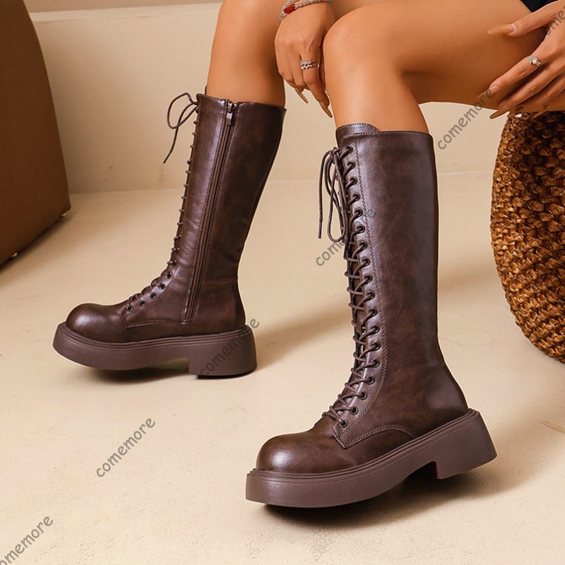 Sepatu Bot Panjang Wanita Vint - Sewing Front Zipper ulasan dan harga