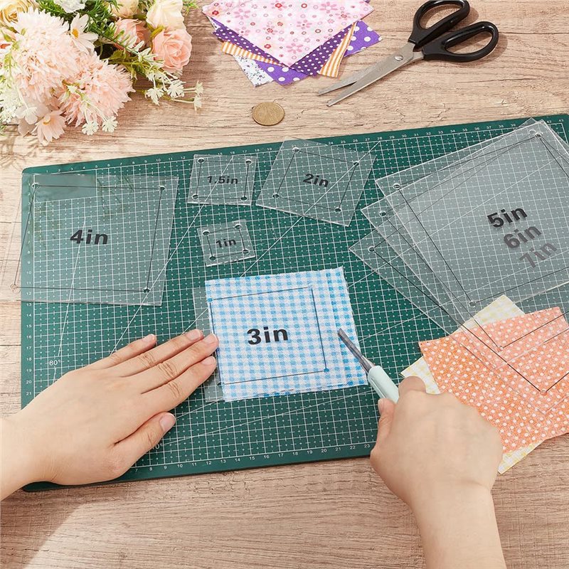 8 Buah Penggaris Akrilik Trans - Quilting Ruler Square ulasan dan harga